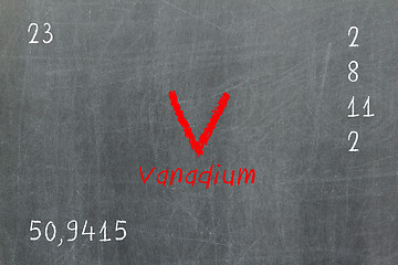 Image showing Isolated blackboard with periodic table, Vanadium