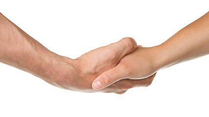 Image showing Man and woman shaking hands