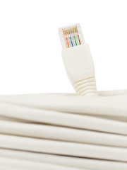 Image showing Close-up of a white RJ45 network plug