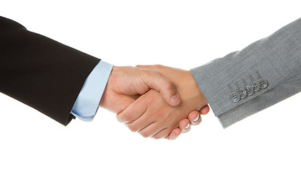 Image showing Businessman and businesswoman shaking hands