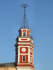 Image showing Red clock tower in Saint Petersburg