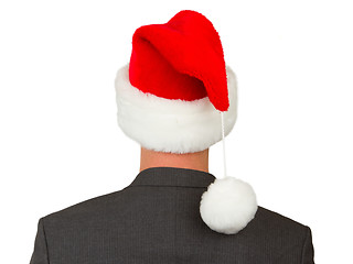 Image showing Business man with a santa hat 