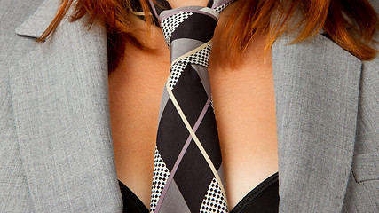 Image showing Caucasian business woman with a tie