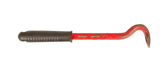 Image showing Old red crowbar