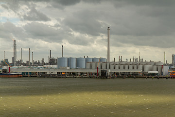 Image showing Oil refineries in the dutch harbor of Rotterdam