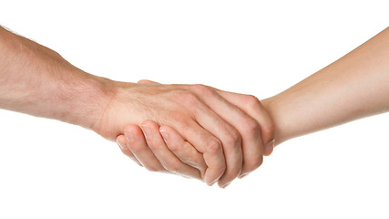 Image showing Man and woman shaking hands