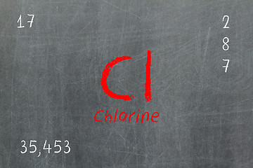 Image showing Isolated blackboard with periodic table, Chlorine