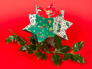 Image showing Butcher's broom and christmas decoration, isolated
