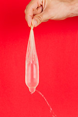 Image showing Condom with water but leaking