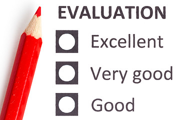 Image showing Red pencil on a evaluationform