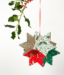 Image showing Butcher's broom and christmas decoration, isolated