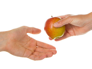 Image showing Giving an apple