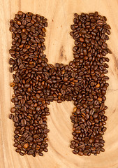 Image showing Letter H, alphabet from coffee beans