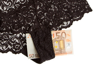 Image showing Woman's panties and 50 euro isolated on a white background