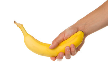 Image showing Woman holding a banana