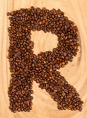 Image showing Letter R, alphabet from coffee beans