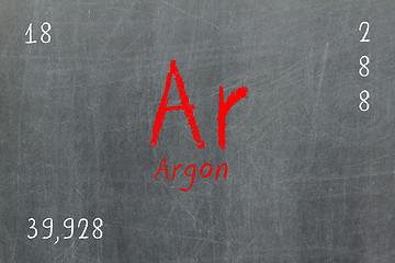 Image showing Isolated blackboard with periodic table, Argon