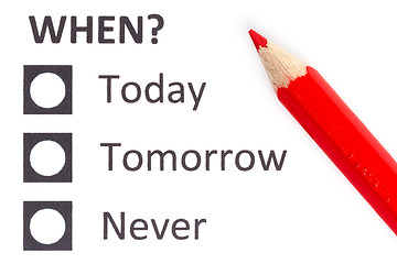 Image showing Red pencil choosing (deadline)