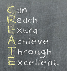 Image showing Create meaning written on blackboard