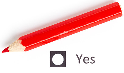 Image showing Red pencil choosing between yes or no