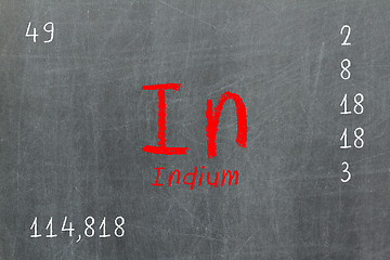 Image showing Isolated blackboard with periodic table, Indium