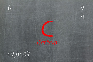 Image showing Isolated blackboard with periodic table, Carbon