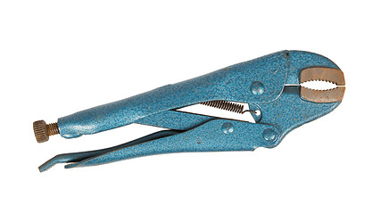 Image showing Blue stainless steel jaw locking pliers