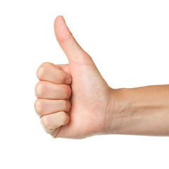 Image showing Image of a womans hand showing thumb up