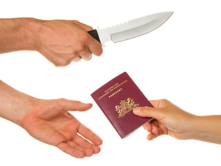 Image showing Man with knife threatening a woman