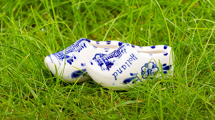 Image showing Pair of small porcelain clogs from Holland