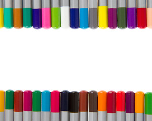 Image showing Many different color pencils, frame