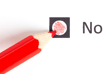 Image showing Red pencil choosing between yes or no