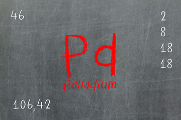 Image showing Isolated blackboard with periodic table, Palladium