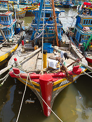 Image showing Fishing boats in a harbour