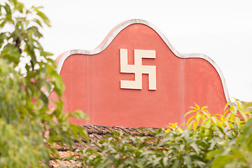 Image showing Swastika symbol on top of a temple