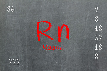 Image showing Isolated blackboard with periodic table, Radon