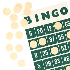Image showing Green bingo card isolated
