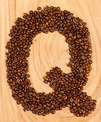 Image showing Letter Q, alphabet from coffee beans