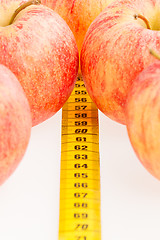 Image showing Red apples with a yellow tape-measure
