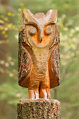 Image showing Old wooden carved owl