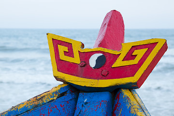 Image showing Colorful wooden fishing boat at the sout chinese sea