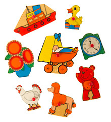 Image showing Piece of an antique wooden puzzle for children