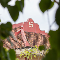 Image showing Swastika symbol on top of a temple