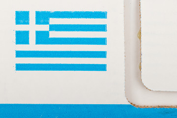 Image showing The flag of Greece printed on a glued cartboard box