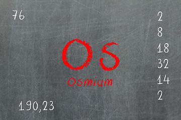 Image showing Isolated blackboard with periodic table, Osmium