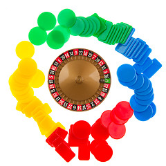 Image showing Used roulette wheel and ball