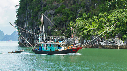 Image showing Fishing boat in the Ha Long Bay