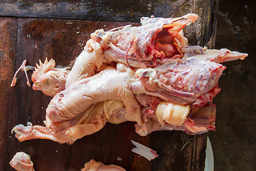 Image showing Chopped chicken on a market in Dong Hoi 