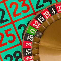 Image showing Roulette table, wheel and ball