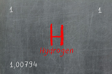 Image showing Isolated blackboard with periodic table, Hydrogen